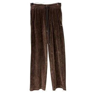 Aritzia Tna Women Sz XS Brown Velvet Velour Sweatpants Lounge Wide Leg Cozy E1